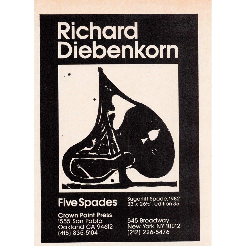 Vintage Richard Diebenkorn Five Spades Crown Point Press Print Ad 1982 Art - Picture 1 of 1